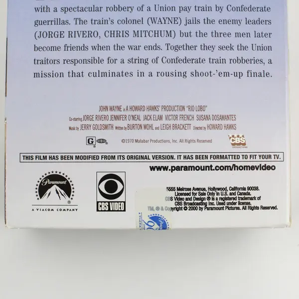 Rio Lobo John Wayne VHS Film Paramount Pictures 2000
