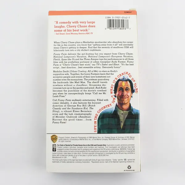 Funny Farm VHS Film Chevy Chase Warner Bros 1991 
