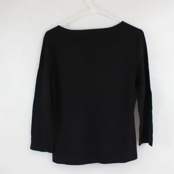 Cable & Gauge Paisley Embroidered Beaded Bedazzled Black Top Women's Large