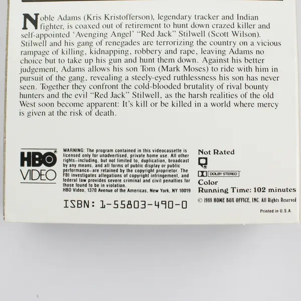 The Tracker VHS Kris Kristofferson HBO Video Western Film 1988