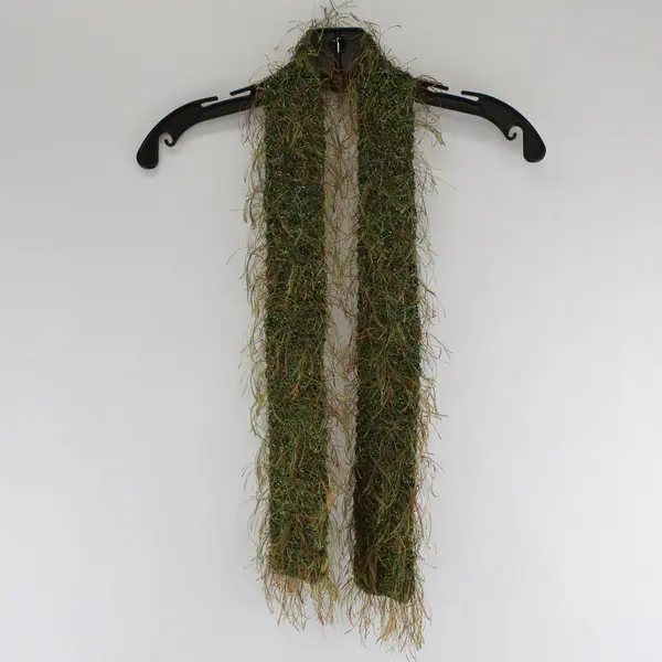 Women's Green Eyelash Yarn Skinny Scarf 52"