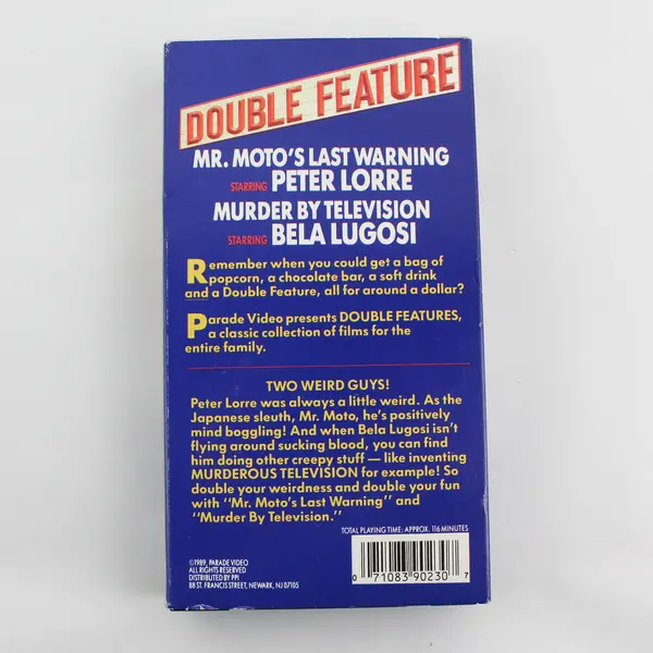 Mr. Moto's Last Warning/Murder by Television Double Feature Horror VHS 1989 