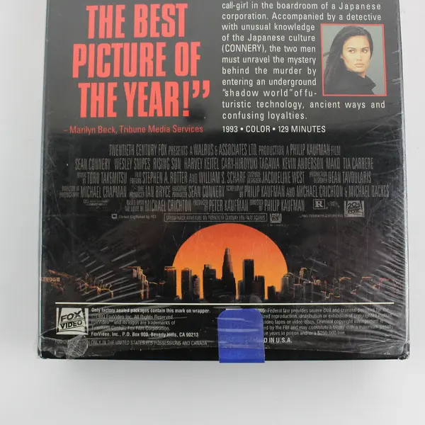 Rising Sun Starring Sean Connery Wesley Snipes VHS Fox Video 1993