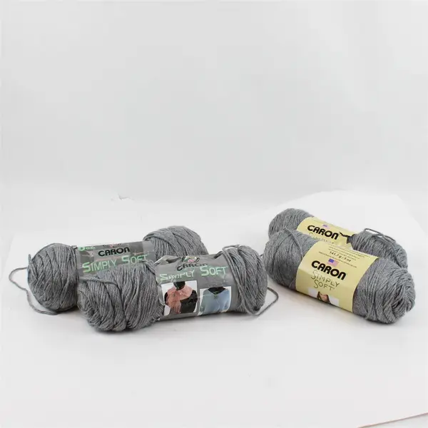 Lot of 4 Caron Simply Soft No Dye Lot Yarn Grey Heather #9742 Medium Weight 4