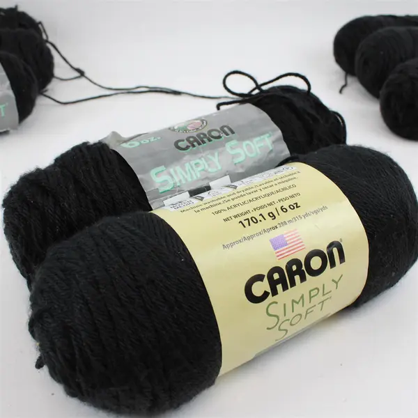Lot of 8 Caron Simply Soft No Dye Lot Yarn Black #9727 Medium Weight 4