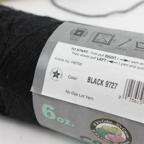 Lot of 8 Caron Simply Soft No Dye Lot Yarn Black #9727 Medium Weight 4