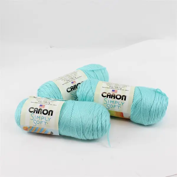 Lot of 3 Caron Simply Soft No Dye Lot Yarn Robins Egg #9780 Medium Weight 4