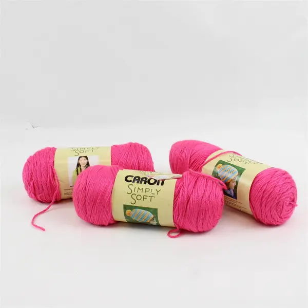 Lot of 3 Caron Simply Soft No Dye Lot Yarn Watermelon #9604 Medium Weight 4