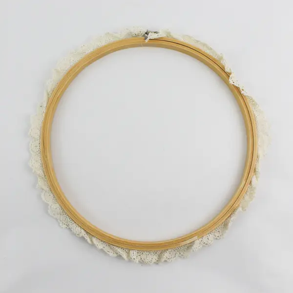 Lot of 3 Wood Embroidery Hoops Lace Ribbon Trim Assorted Sizes