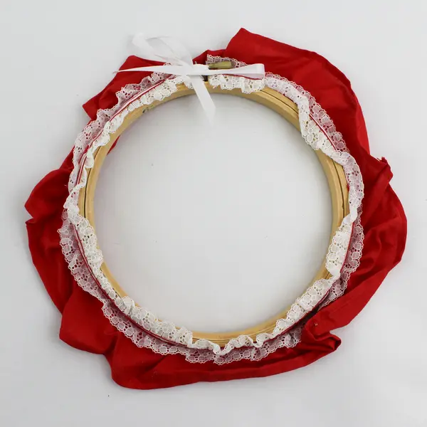 Lot of 3 Wood Embroidery Hoops Lace Ribbon Trim Assorted Sizes