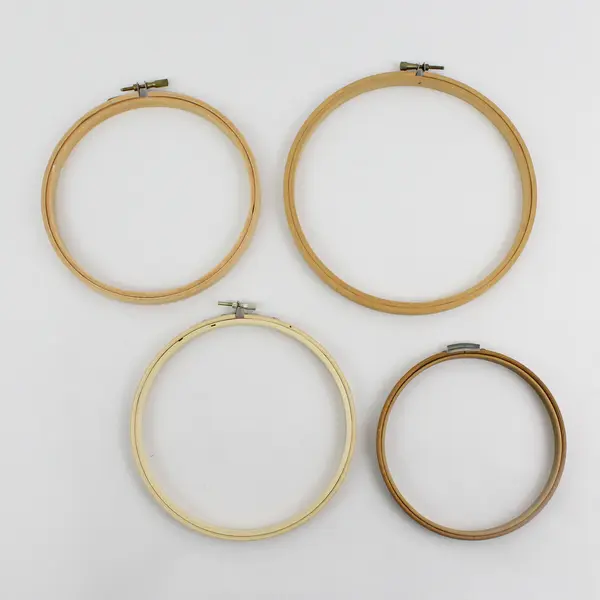 Lot of 4 Circular Wooden Embroidery Hoops 5"-7"