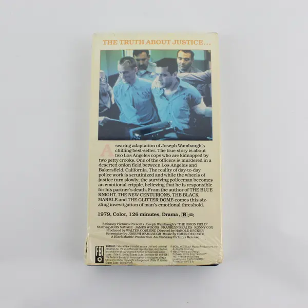 The Onion Field  (1979) Joseph Wambaugh John Savage James Woods VHS Embassy 1984