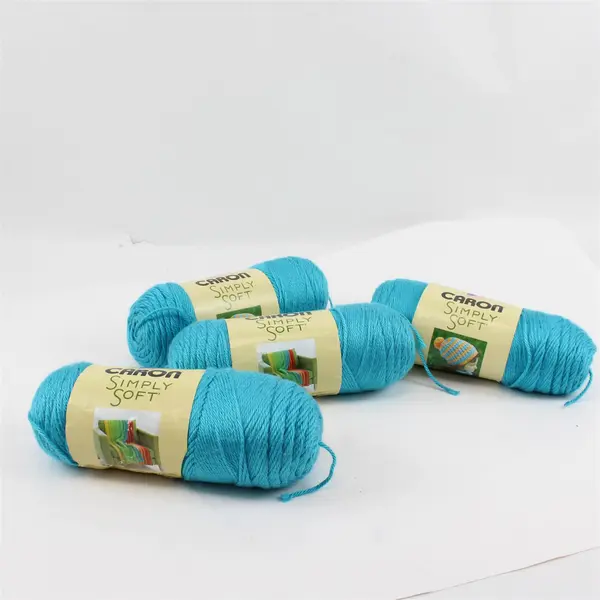 Lot of 4 Caron Simply Soft No Dye Lot Yarn Blue Mint #9608 Medium Weight 4