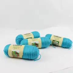 Lot of 4 Caron Simply Soft No Dye Lot Yarn Blue Mint #9608 Medium Weight 4