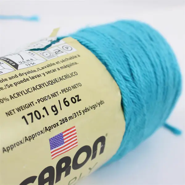 Lot of 4 Caron Simply Soft No Dye Lot Yarn Blue Mint #9608 Medium Weight 4