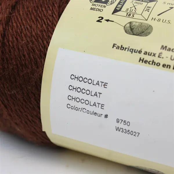 Lot of 2 Caron Simply Soft No Dye Lot Yarn Chocolate #9750 Medium Weight 4