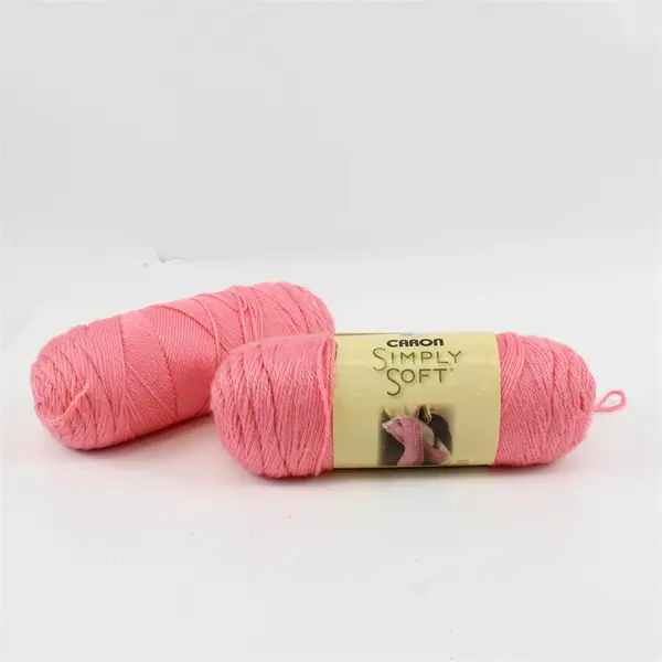 Lot of 2 Caron Simply Soft No Dye Lot Yarn Strawberry #0015 Medium Weight 4