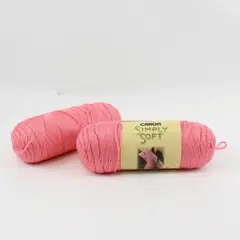 Lot of 2 Caron Simply Soft No Dye Lot Yarn Strawberry #0015 Medium Weight 4