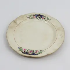 Vintage M Monogram Off-White Ceramic Plate 7-1/4" FLAWED