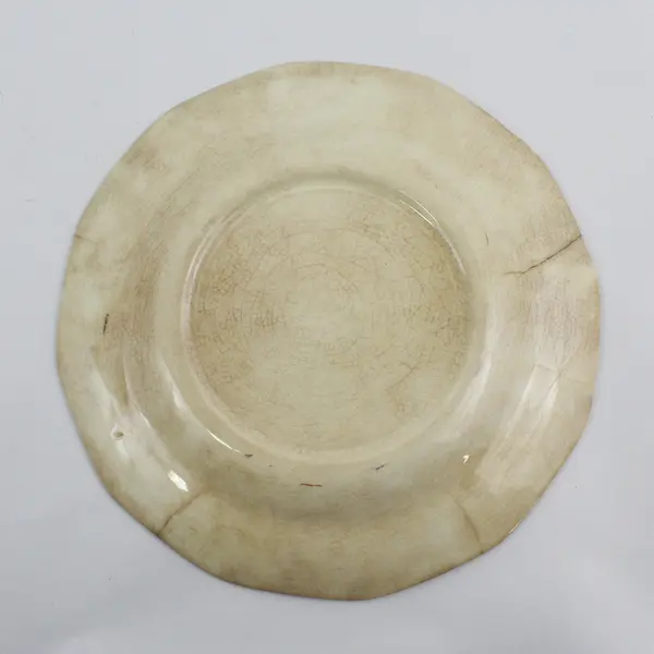 Vintage M Monogram Off-White Ceramic Plate 7-1/4" FLAWED