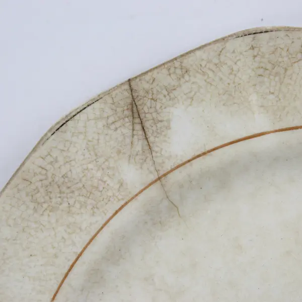 Vintage M Monogram Off-White Ceramic Plate 7-1/4" FLAWED
