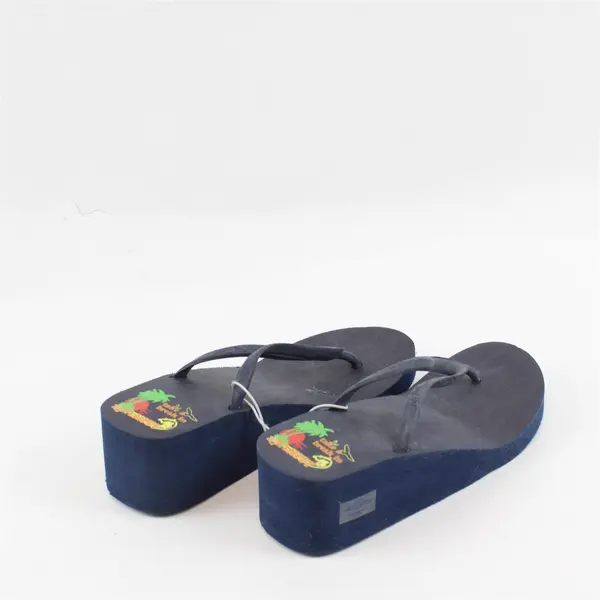 Old Navy Women's Size 9 Blue "Take a Break in Tahiti" Platform Sandals Y2K - New