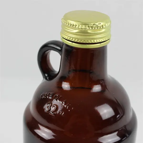 Unbranded 32oz (1qt) Amber Glass Growler w/Built-In Handle & Screw-On Lid