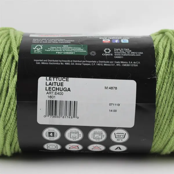 NEW Red Heart With Love Acrylic Yarn - Lettuce - Medium (4) 370yds 