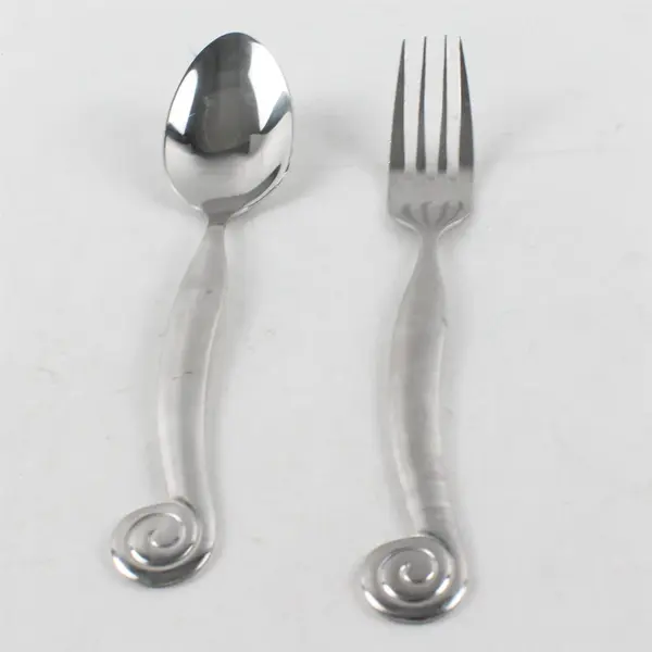 Lot of 2 Gibson Europa Stainless Steel Oval Soup Spoon and Dinner Fork 8"