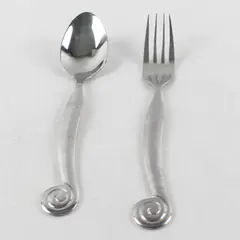 Lot of 2 Gibson Europa Stainless Steel Oval Soup Spoon and Dinner Fork 8"