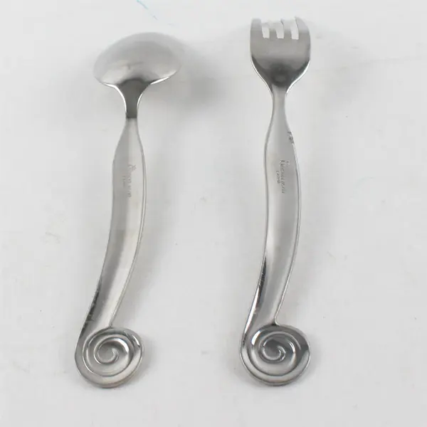 Lot of 2 Gibson Europa Stainless Steel Oval Soup Spoon and Dinner Fork 8"