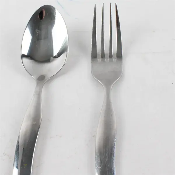 Lot of 2 Gibson Europa Stainless Steel Oval Soup Spoon and Dinner Fork 8"