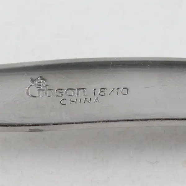 Lot of 2 Gibson Europa Stainless Steel Oval Soup Spoon and Dinner Fork 8"