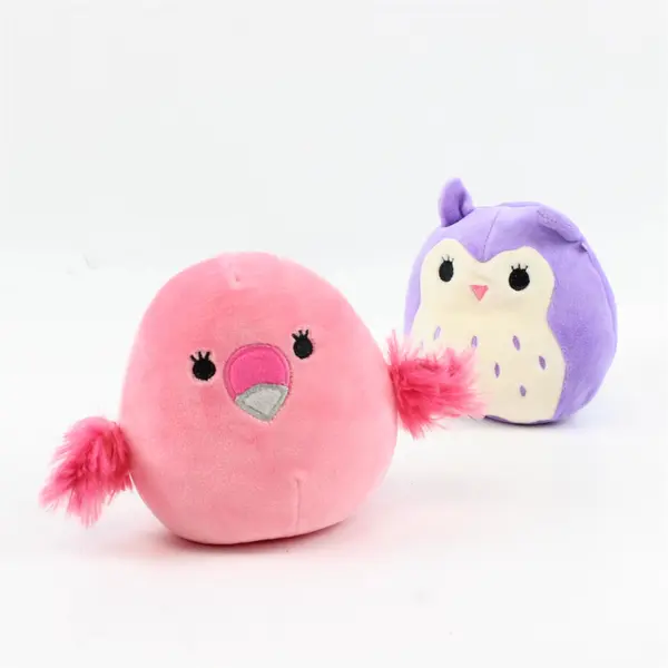 Lot of 2 Squishmallows 5" Cookie Flamingo Holly Owl Plush