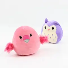 Lot of 2 Squishmallows 5" Cookie Flamingo Holly Owl Plush
