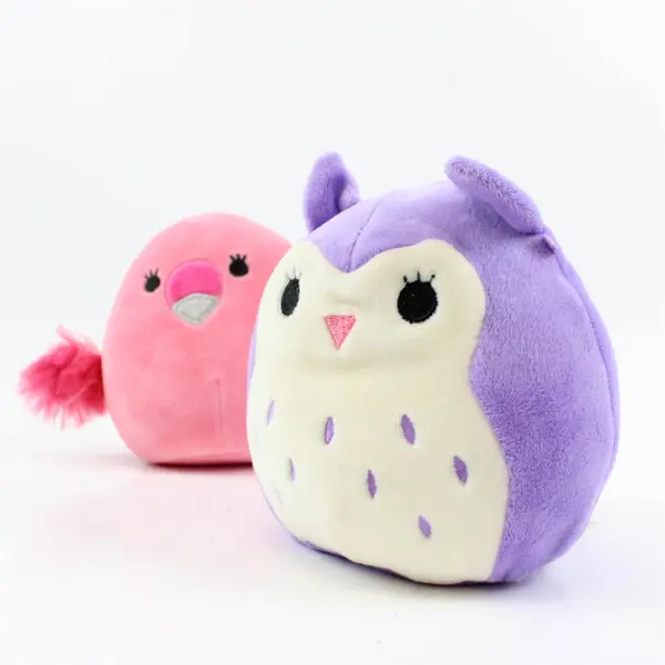 Lot of 2 Squishmallows 5" Cookie Flamingo Holly Owl Plush