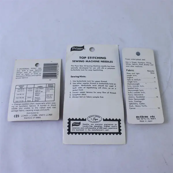 Lot of 3 Vintage Sewing Machine Needle Packs Prims Coats & Clark Notions Etc