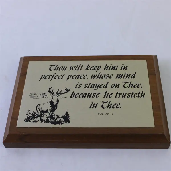 Wooden Solid Walnut Scripture Plaque Isaiah 26:3 Thou Wilt Keep Made in Canada 