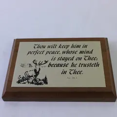 Wooden Solid Walnut Scripture Plaque Isaiah 26:3 Thou Wilt Keep Made in Canada 