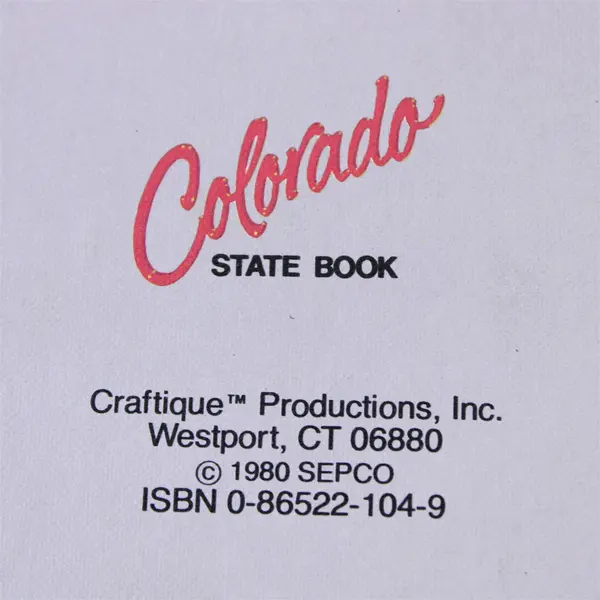 Colorado State Book 1980 Blank Journal Souvenir Craftique Productions