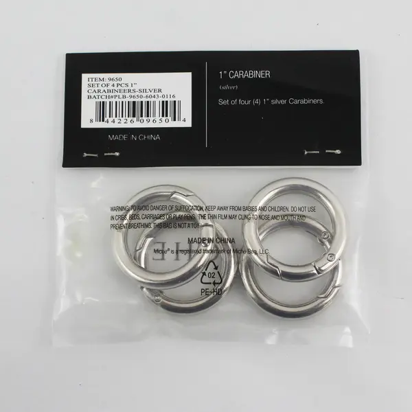 Miche 9650 1in Silver Carabiners Pack of 4 Purse Conversion Hardware