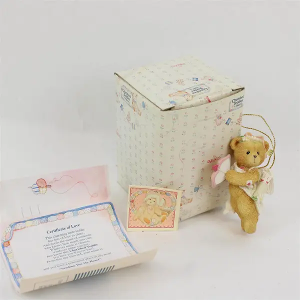 Enesco Cherished Teddies Sending You My Heart Girl Bear Cupid Figurine NIB