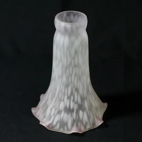 Lot of 2 Replacement Lily Shaped Lamp Globes White Speckled With Pink rims