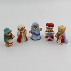 Lot of 5 Enesco Lucy & Me Teddy Bear Nativity Figurines Lucy Rigg 1987