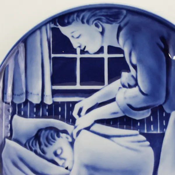 Vtg Georg Jensen 1974 Mother's Day Mars Dag Plate Denmark Blue White 6.75”