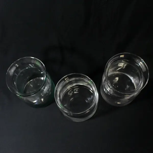 Lot of 3 Large Clear Glass Vases 6" and  7.5" Tall 5" Diameter