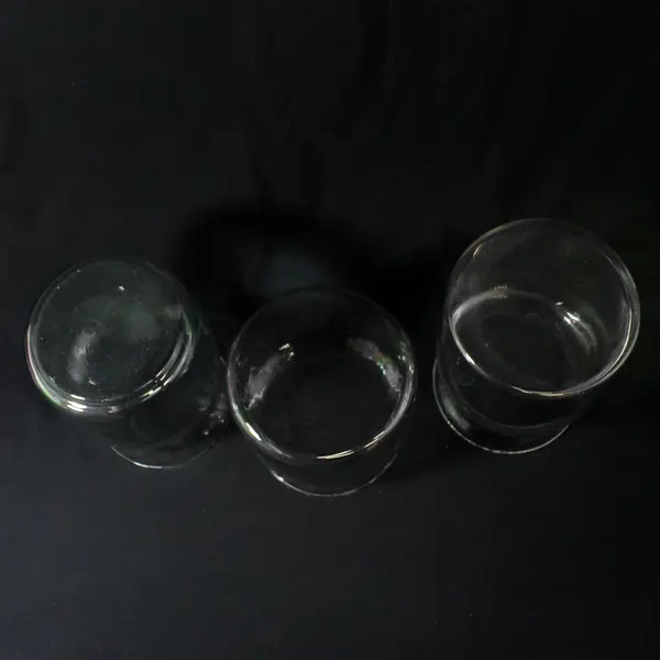 Lot of 3 Large Clear Glass Vases 6" and  7.5" Tall 5" Diameter