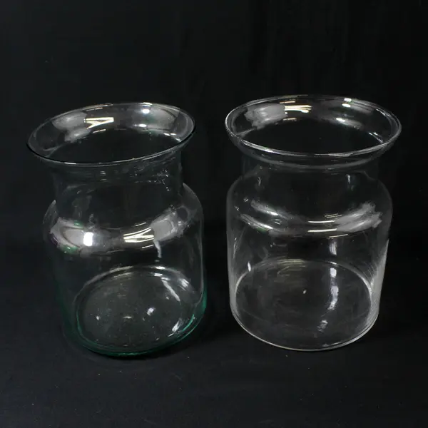 Lot of 3 Large Clear Glass Vases 6" and  7.5" Tall 5" Diameter