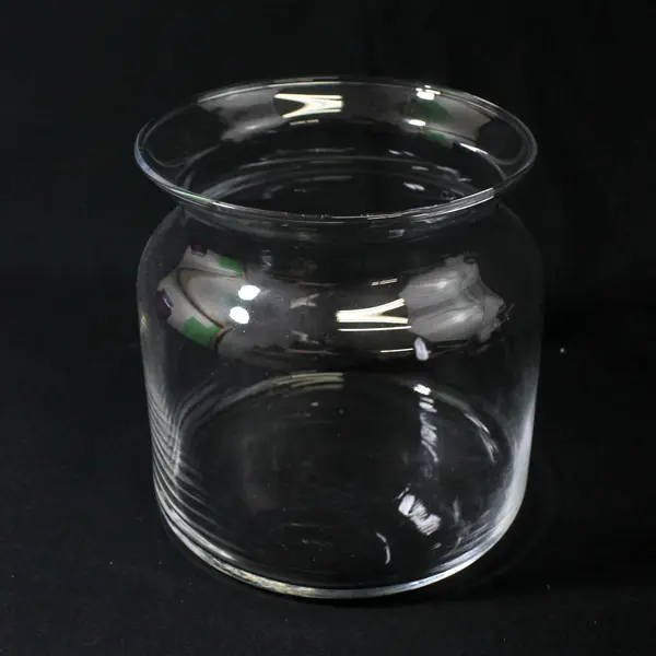 Lot of 3 Large Clear Glass Vases 6" and  7.5" Tall 5" Diameter
