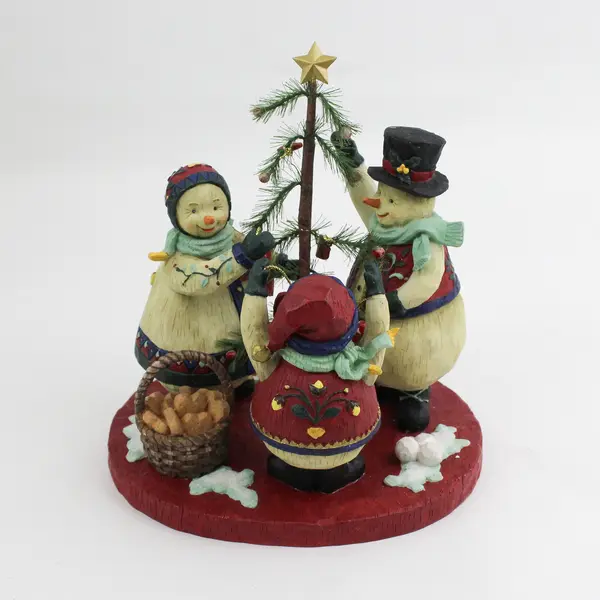 Demdaco Snowfamily W/Tree 12035 Christmas Figurine